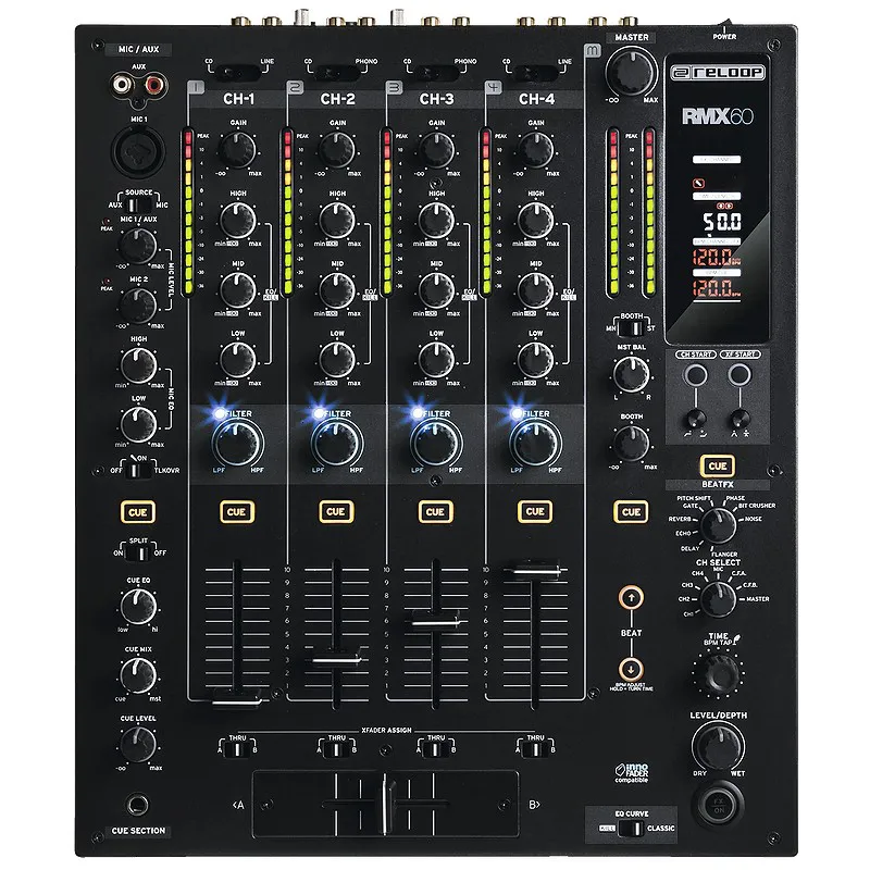 Reloop RMX-60 mesa de mezclas DJ profesional digital 4 canales vista cenital