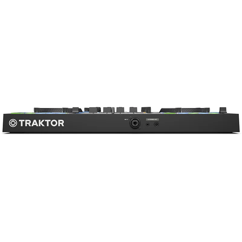 Controlador DJ Traktor Kontrol S3 vista del panel frontal con conexiones