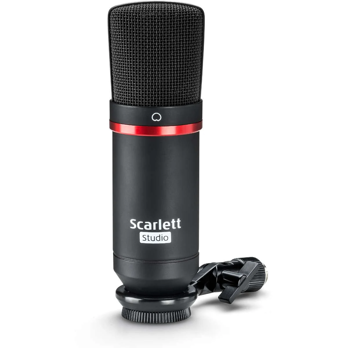 Interfaz de audio Focusrite Scarlett 2i2 Studio vista micrófono