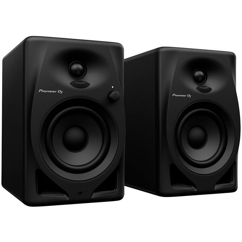 Monitores de estudio activos Pioneer DJ DM-40D vista en ángulo en color negro