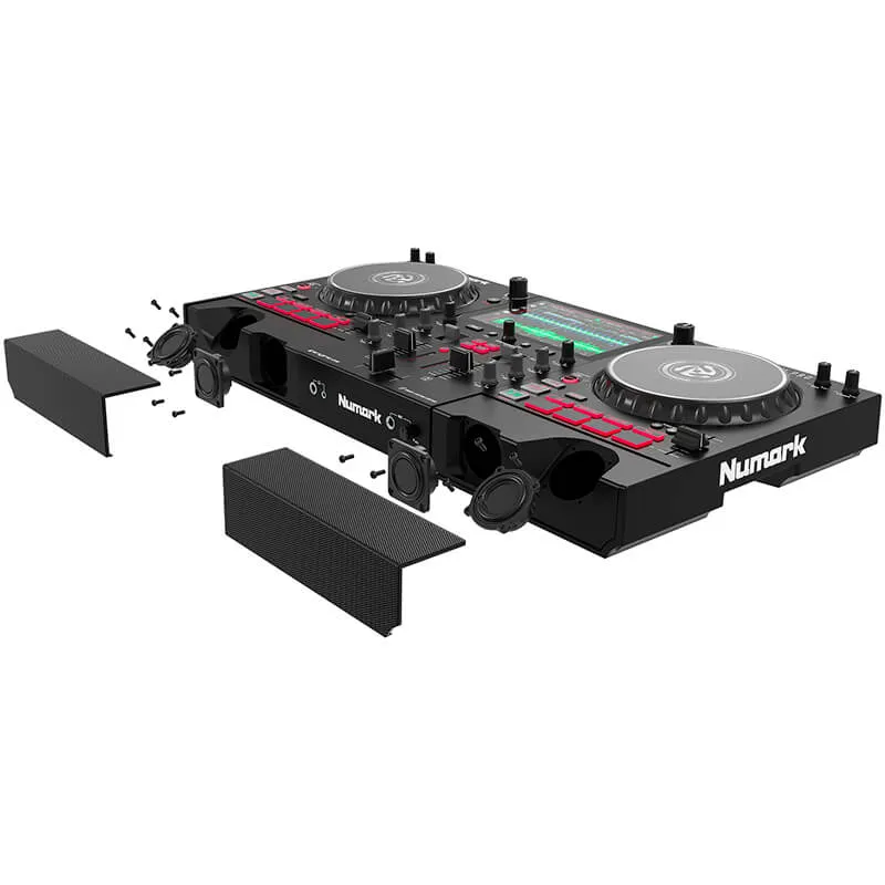 Controlador DJ Numark Mixstream Pro + vista de los altavoces traseros