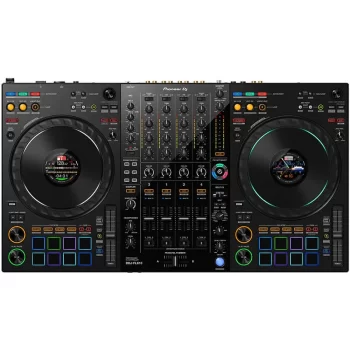 Controlador DJ PIoneer DJ DDJ-FLX10 vista cenital completa en color negro