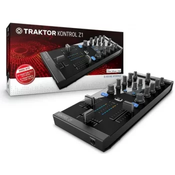 Traktor Kontrol Z1 Native Instruments controlador DJ portátil vista modelo con caja