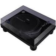 Giradiscos DJ Pioneer DJ PLX-1000 vista ojo de pájaro lateral con tapa protectora
