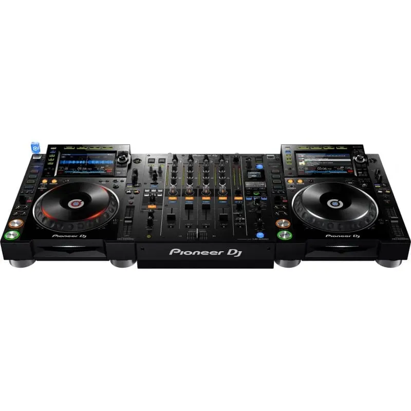 Pioneer DJM-900NSX2 mesa de mezclas DJ profesional 4 canales formando un set de dj profesional con cd de Pioneer