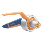 Cápsula Ortofon MKII DJ en color azul y naranja vista trasera conexiones