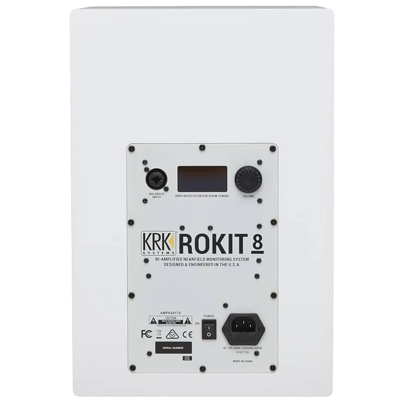 Monitores de estudio activos KRK RP8 G4 white vista trasera