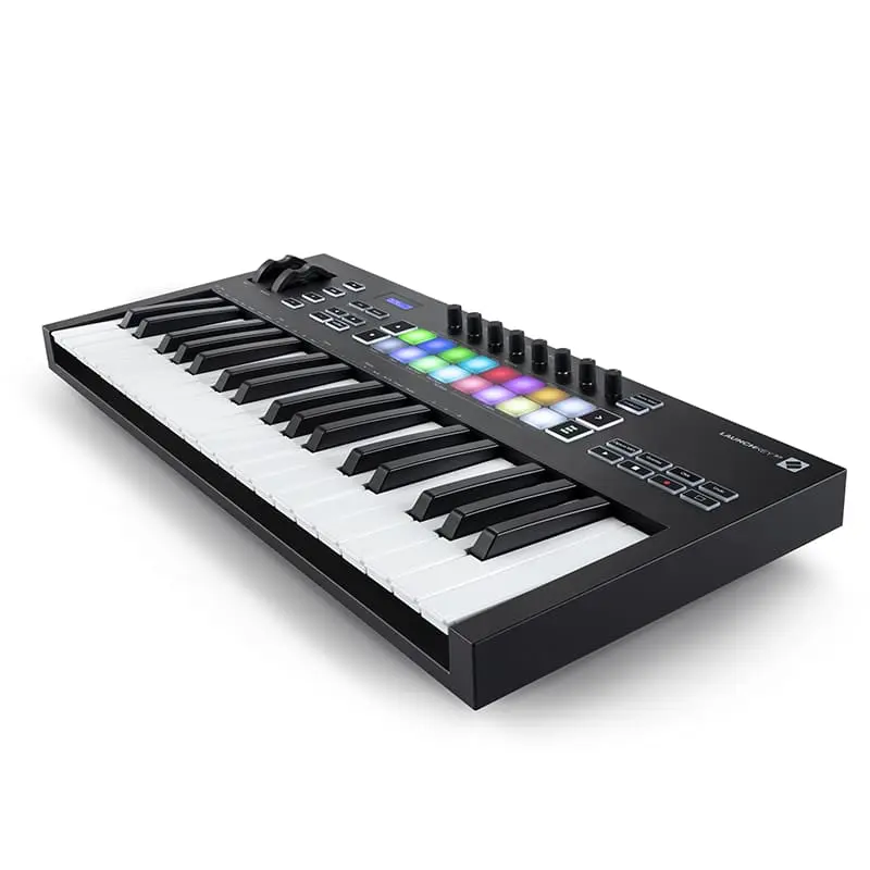 Teclado Midi USB Novation Launchkey 37 MK3 vista lateral teclado a la izquierda