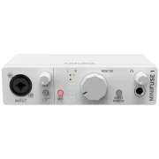 Interfaz de audio Arturia Minifuse 1 vista frontal de una unidad en color blanco