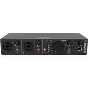 Interfaz de audio Arturia Minifuse 2 vista frontal de una unidad en color negro