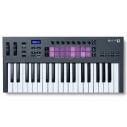 Teclado controlador midi Novation FLKEY 37 vista cenital con todas las teclas en color morado