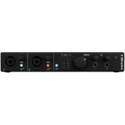 Interfaz de audio Arturia Minifuse 4 vista frontal de una unidad en color negro