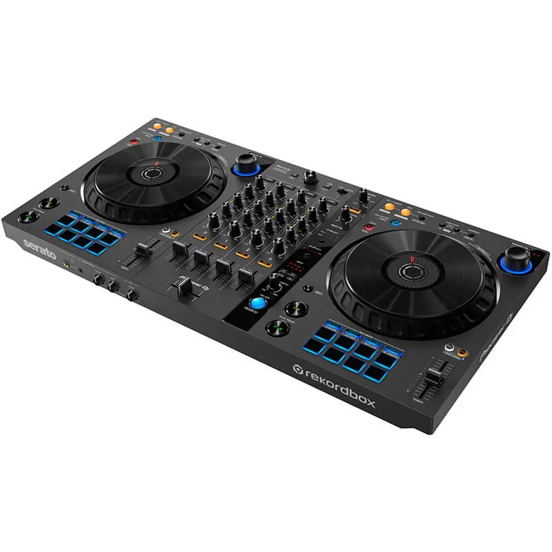 Controlador DJ Pioneer DJ DDJ FLX6 GT vista aérea lateral 3D