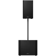 Altavoz autoamplificado Pioneeer DJ XPRS122 set 1 montada sobre subwoofer amplificado
