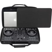 Maleta transporte para DJ en EVA modelo W-MCB- DDJ400FLX4 para protección y transporte de controladores DJ midi vista abierta con Controlador Dj y vista del laptop en su interior