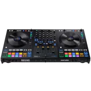 Controlador DJ Rane Four de 4 canales vista frontal cenital inclinada