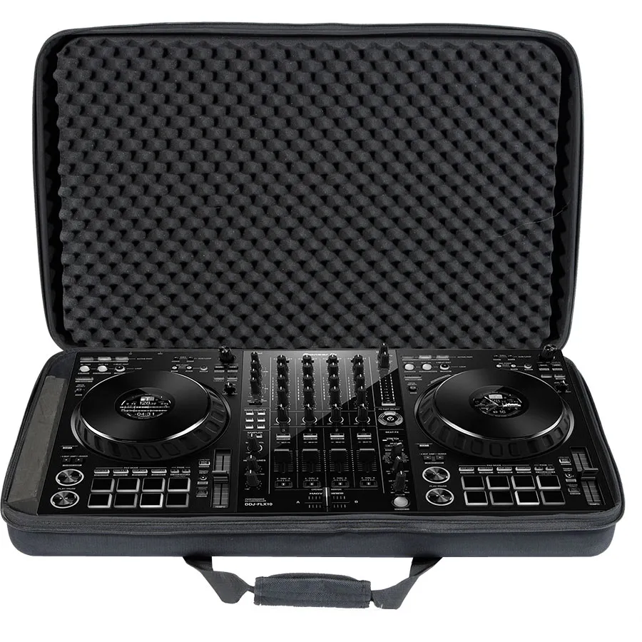 Maleta transporte DJ en compuesto EVA de la marca Walkasse modelo W-MCB-DDJ-FLX10 vista abierta con controlador en su interior