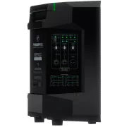 Altavoz amplificado portátil Mackie Thump Go con batería recargable vista lateral con controles del amplificador