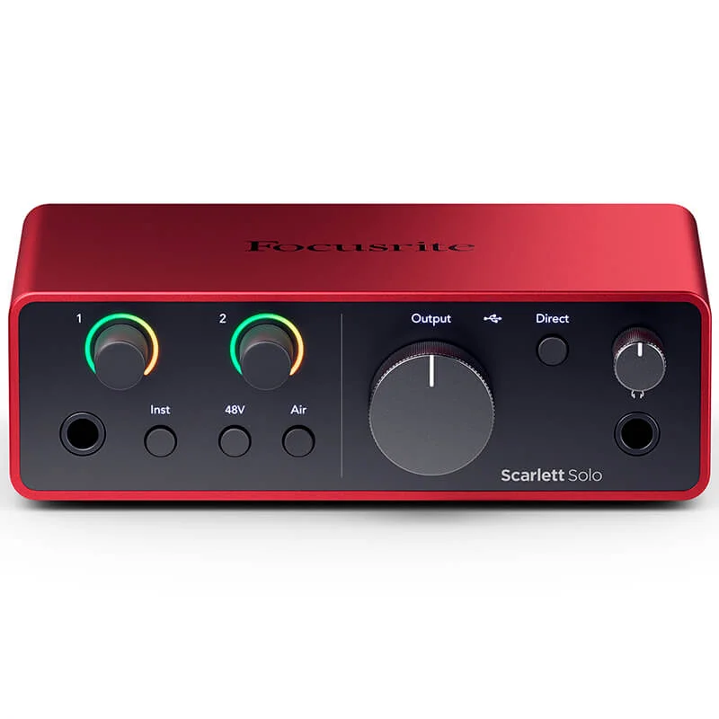 Interfaz de audio USB Focusrite Scarlett SOLO 4TH GEN vista frontal