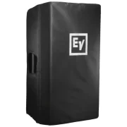 Se ve la funda acolchada montada en la caja acústica Electro Voice ELX 200 10, protegiéndola. La caja acústica está en posición semilateral quedando el asa del lateral derecho a la vista para poder transportarla.