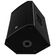 Altavoz autoamplificado Electro Voice EKX 12P vista desde abajo de la caja. Como si estuviera en altura. Se ve el vaso inferior, toda la parte frontal y un lateral