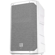 Altavoz autoamplificado Electro Voice ELX200 12P en color blanco vista de la parte delantera y de una de sus laterales.