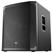 Subwoofer autoamplificado Electro Voice ELX200 18SP vista de la parte delantera y de uno de sus laterales.