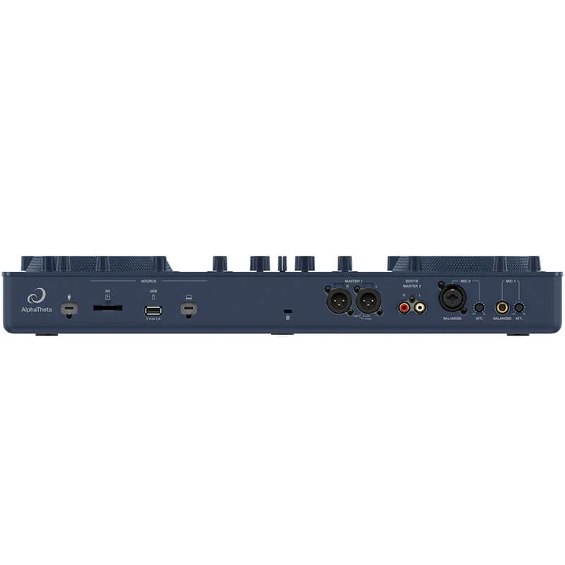 Controlador DJ Alphatheta Omnis Duo vista posterior zona de conexiones y controles