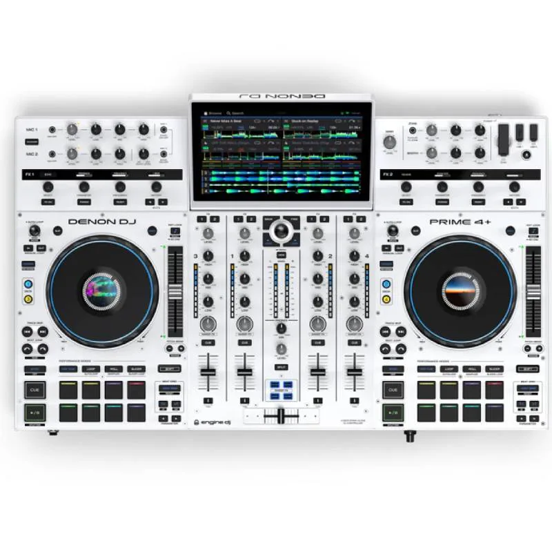 Controlador DJ Denon DJ Prime 4+ white vista cenital completa