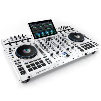 Controlador DJ Denon DJ Prime 4+ white vista semi cenital lateral