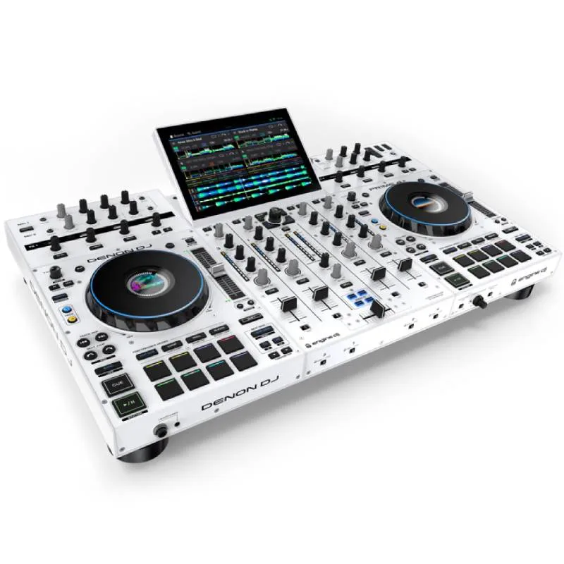 Controlador DJ Denon DJ Prime 4+ white vista semi cenital lateral