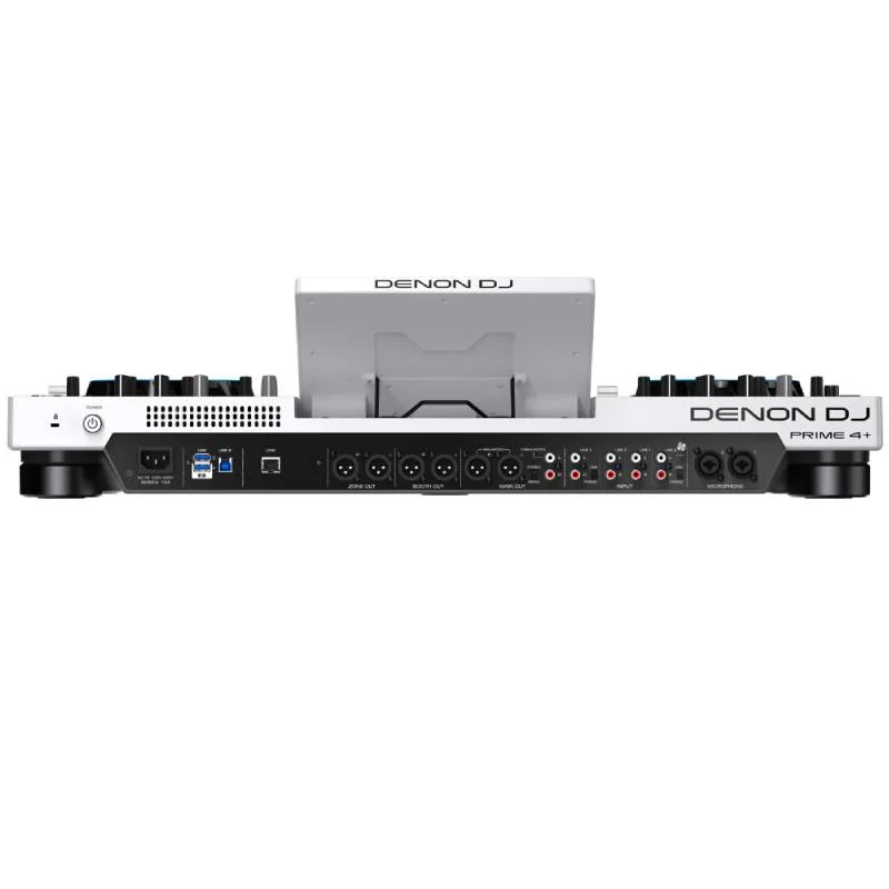 Controlador DJ Denon DJ Prime 4+ white vista trasera panel conexiones