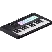 Teclado midi Novation LaunchKey Mini-25 Mk4 vista cenital lateral 3D