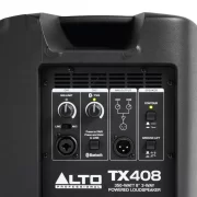 Altavoz autoamplificado Alto Professional TX408 vista parcial trasera panel de conexiones.