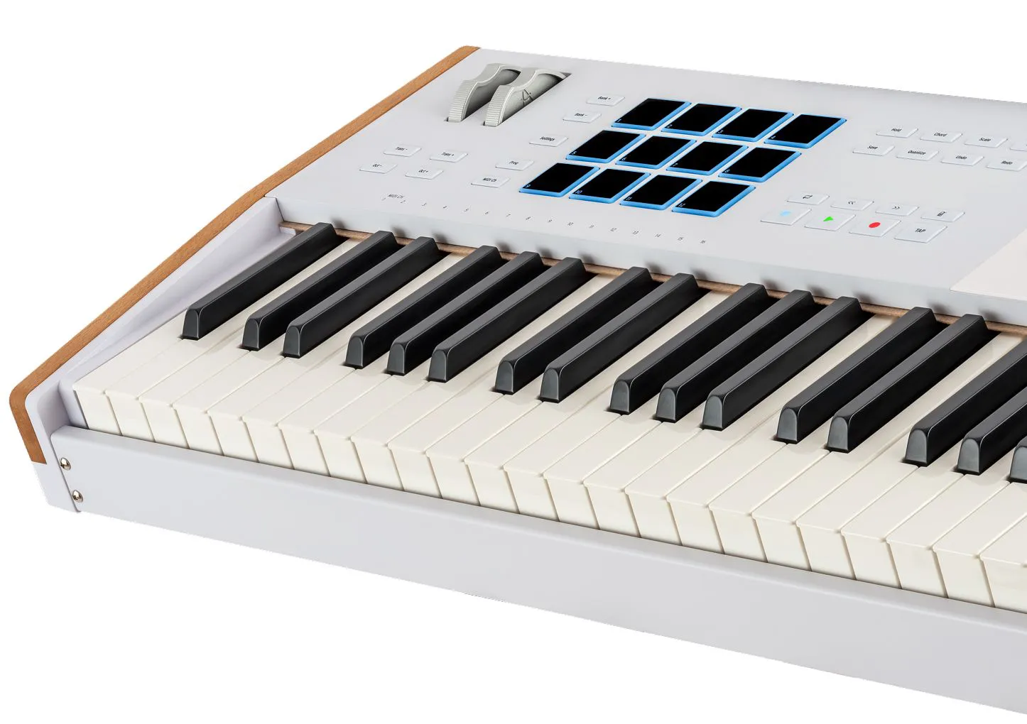Teclado Midi premium Arturia KeyLab 88 MK3 en color blanco vista detalle lateral izquierdo