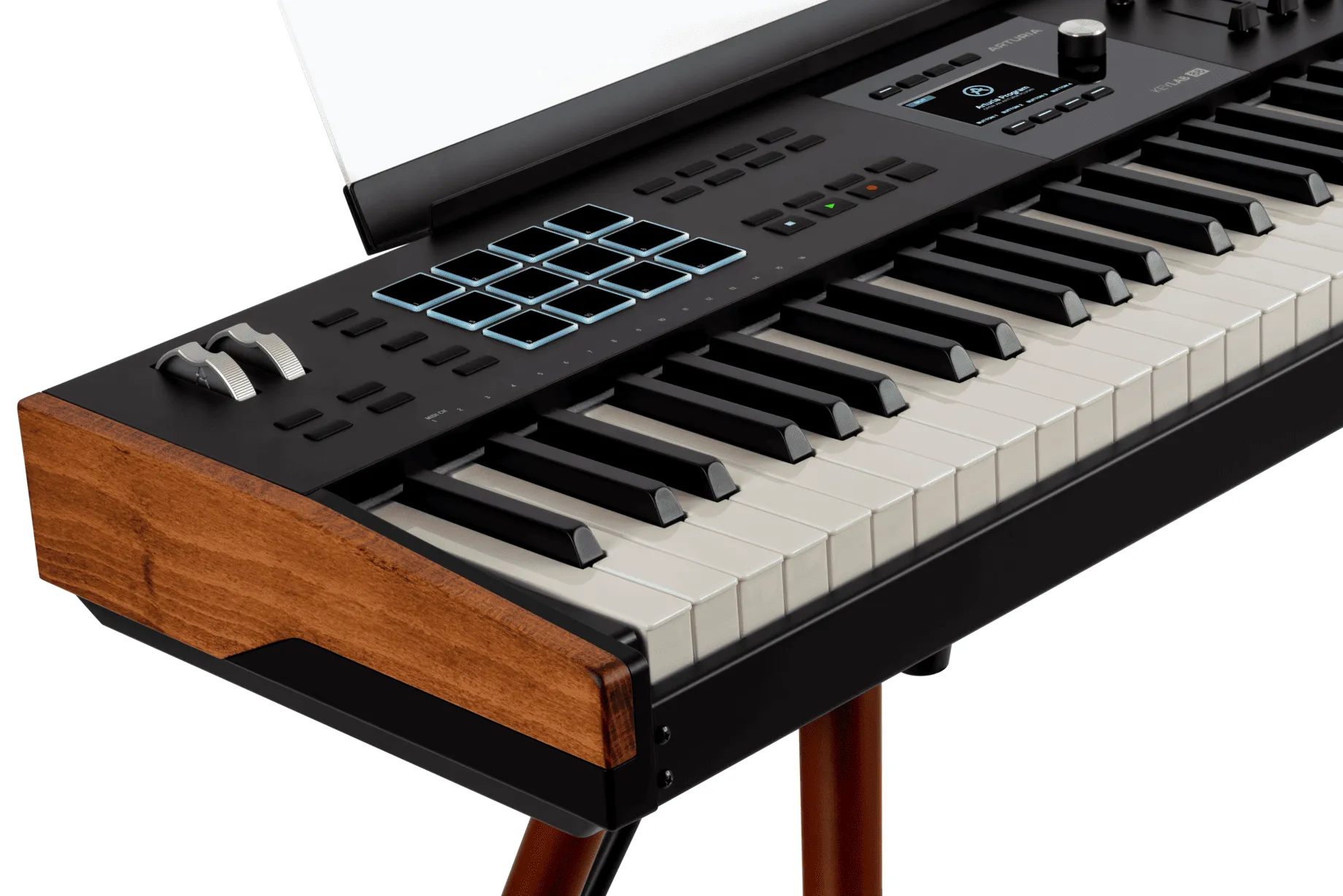 Teclado Midi premium Arturia KeyLab 88 MK3 en color negro vista detalle lateral