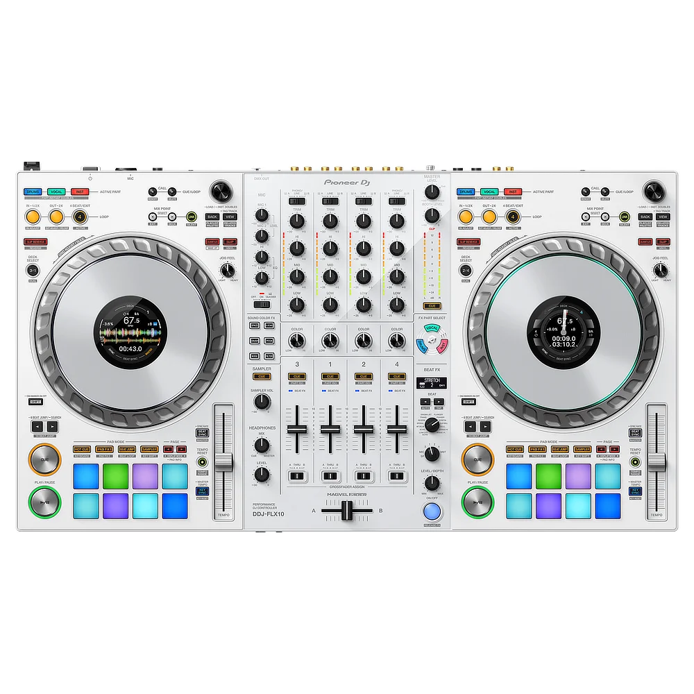 Pioneer Controlador DJ profesional DDJ-FLX10-W vista cenital